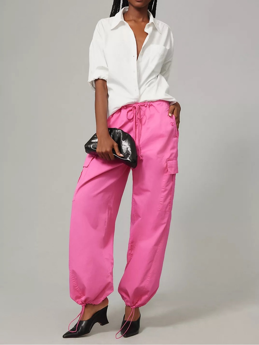 GOOD AMERICAN Parachute Cargo Pants Malibu Pink from Anthropologie size 2 Medium